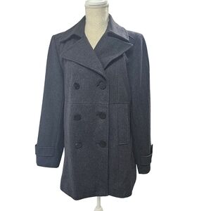 New York & Company Women's‎ Wool Blend Gray Pea Coat Size 12